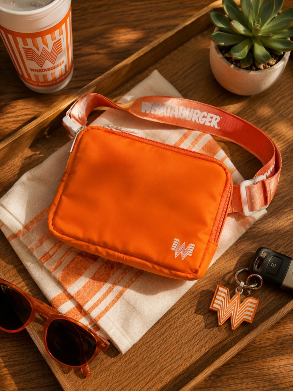 Whataburger Orange Belt Bag Crossbody Pouch Mini Nylon Festival Bag Texas